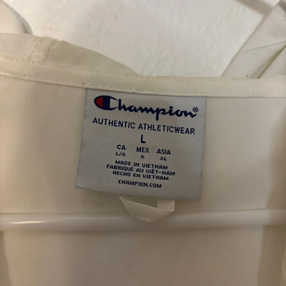 Champion‎ Mens White Full Zip Hooded Windbreaker Jacket V1015 Large